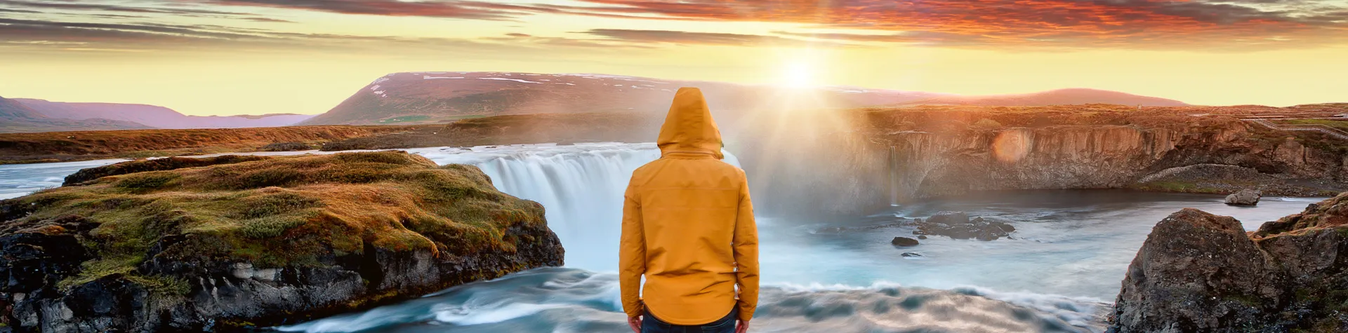 Godafoss in sunset, Iceland.