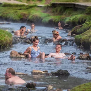 Soaking in Reykjadalur’s natural hot springs in south Iceland.