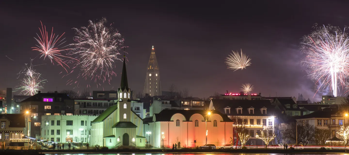 New year celebration in Reykjavik, Iceland.