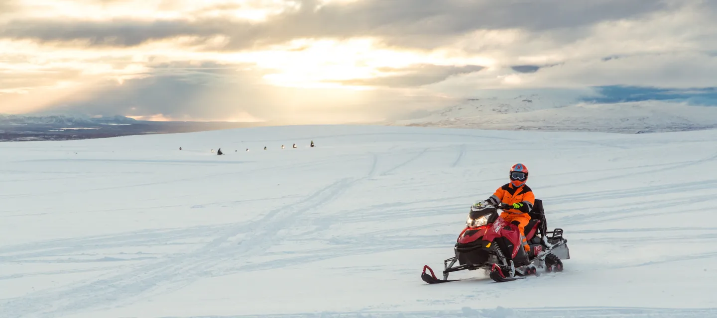 Snowmobiling in lceland.