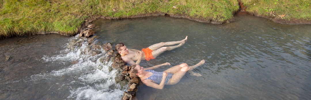 Hot spring bathing in Iceland.